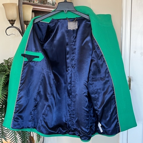 NWOT J. Crew Italian Wool Stadium Cloth Nello Gori Green Zippered Jacket Coat - Picture 11 of 16